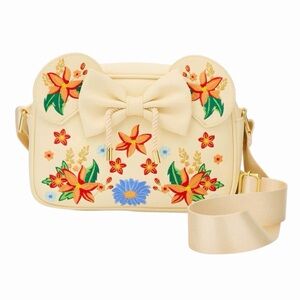 NEW Loungefly Disney Minnie Mouse Orange Floral Ears Crossbody Bag Purse